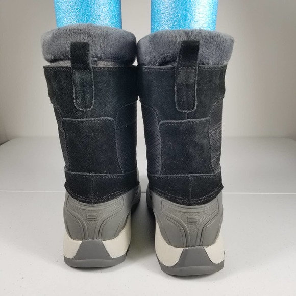 Lands End Black Gray Rubber Waterproof Rain Snow Removeable Liner Boots 8 B - Picture 3 of 5